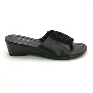 Comfort Plus Predictions Shoes Womens Sandals Slide Wedge Black Wide 8W